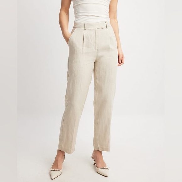 NA-KD | Linen Cropped Pants - Picture 4 of 8